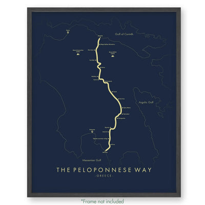 Trail Poster of E4 | The Peloponnese Way - Blue