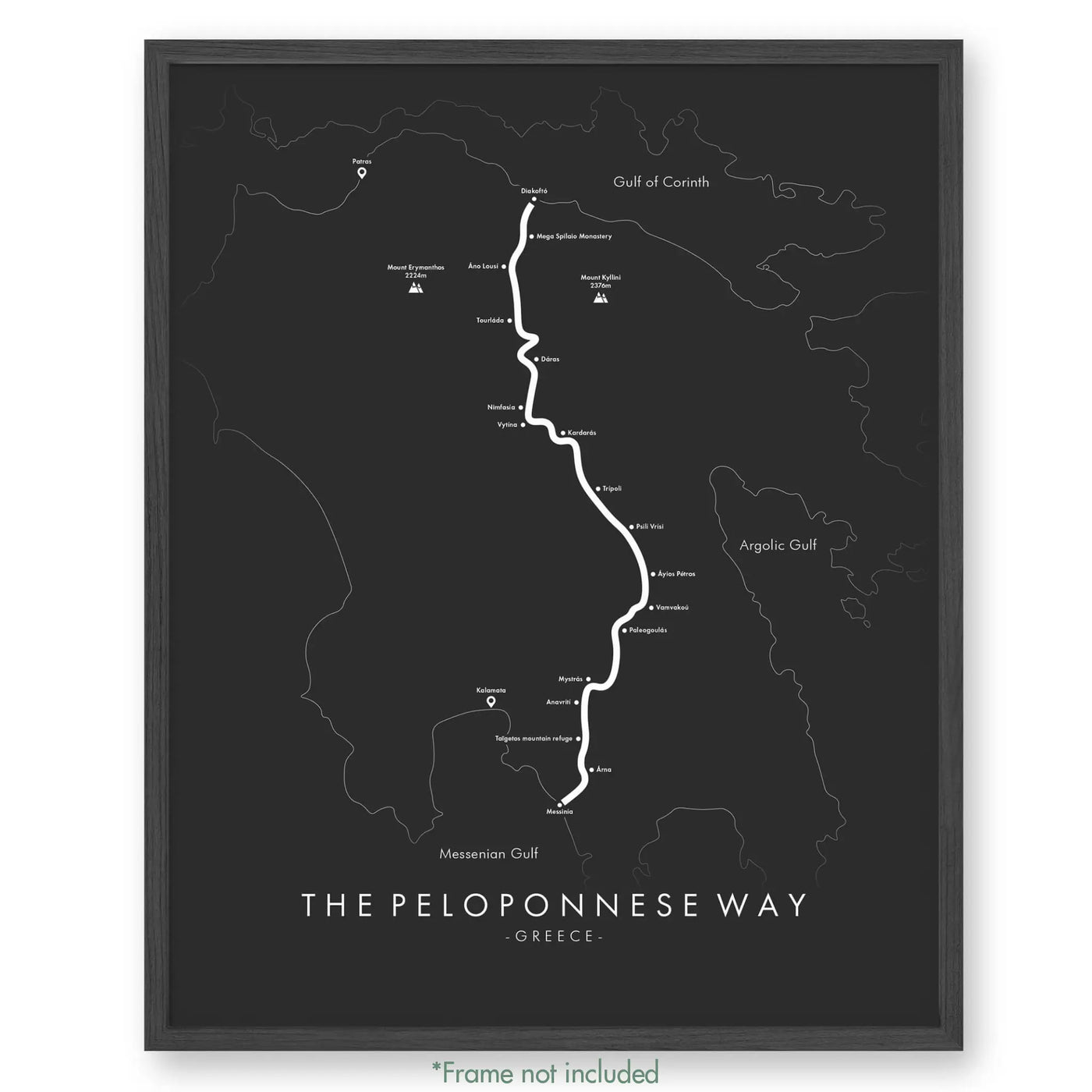Trail Poster of E4 | The Peloponnese Way - Grey