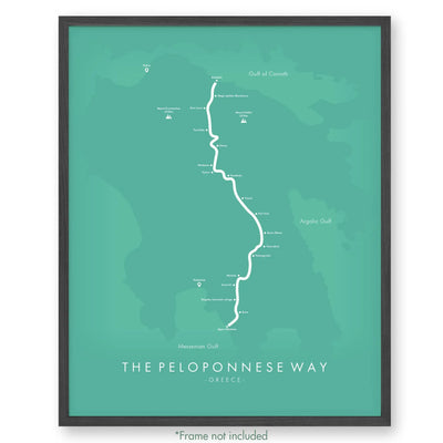 Trail Poster of E4 | The Peloponnese Way - Teal