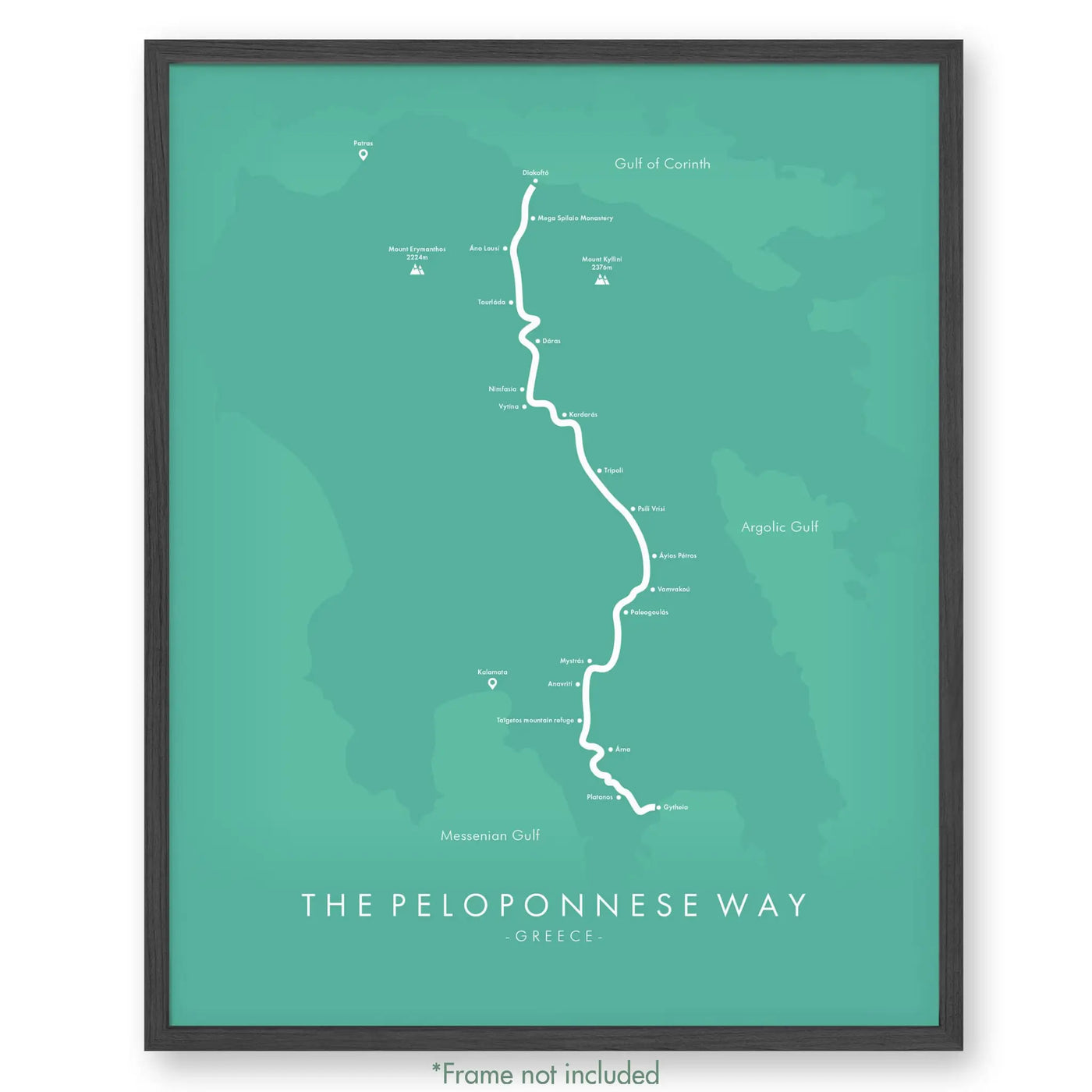 E4 | The Peloponnese Way Poster 12’’ X 16’’ / Teal Gytheio