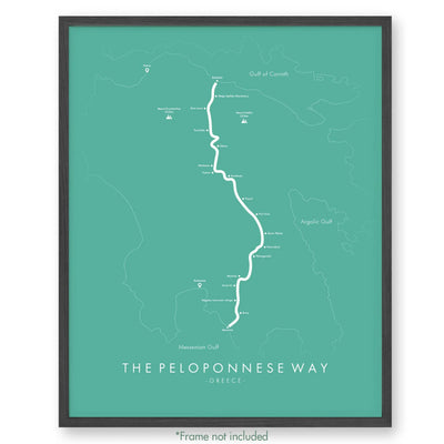 Trail Poster of E4 | The Peloponnese Way - Teal