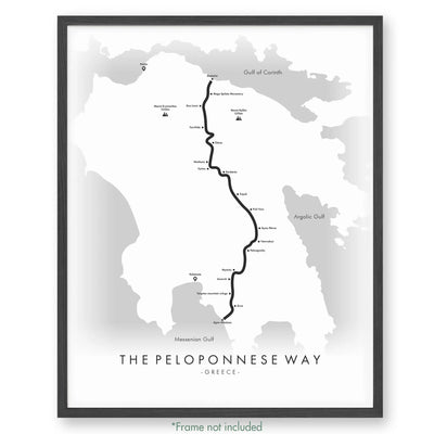 Trail Poster of E4 | The Peloponnese Way - White