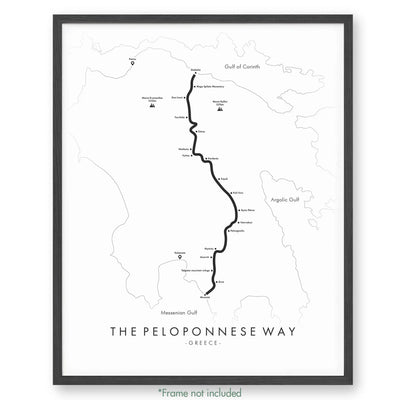 Trail Poster of E4 | The Peloponnese Way - White