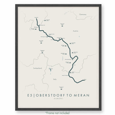 Trail Poster of E5 | Oberstdorf to Meran - Beige