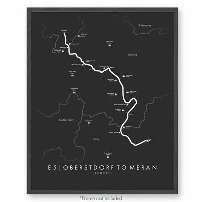 Trail Poster of E5 | Oberstdorf to Meran - Grey