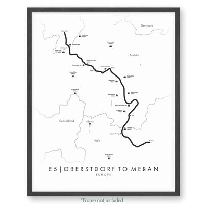 Trail Poster of E5 | Oberstdorf to Meran - White