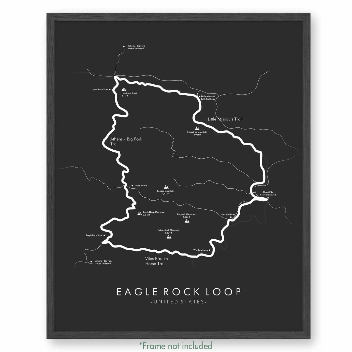 Trail Poster of Eagle Rock Loop - Grey