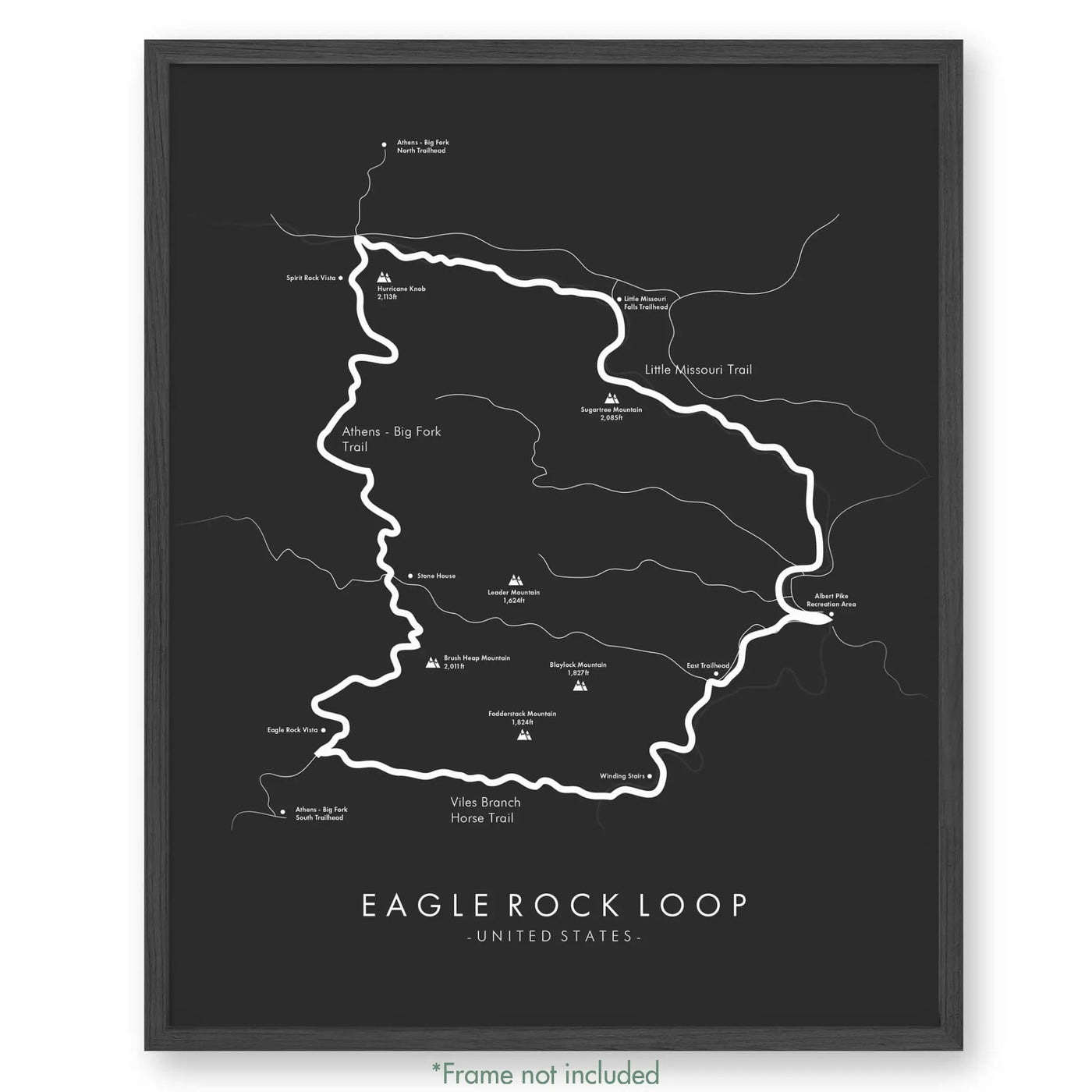 Trail Poster of Eagle Rock Loop - Grey