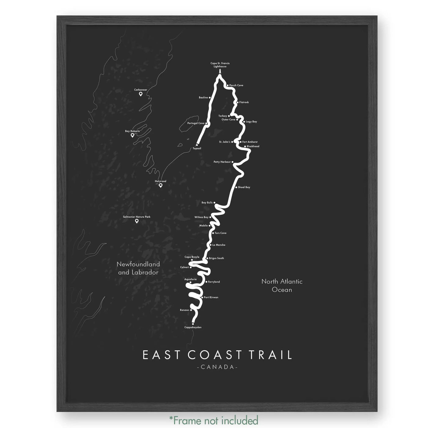 Trail Poster of East Coast Trail - Grey