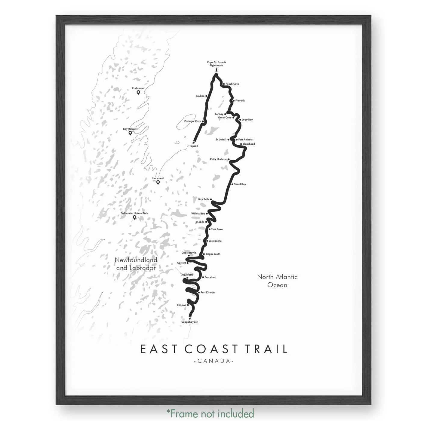 Trail Poster of East Coast Trail - White