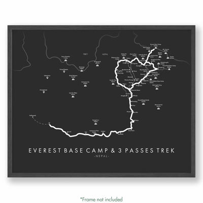 Trail Poster of Everest Base Camp & Three Passes Trek Jiri - Grey