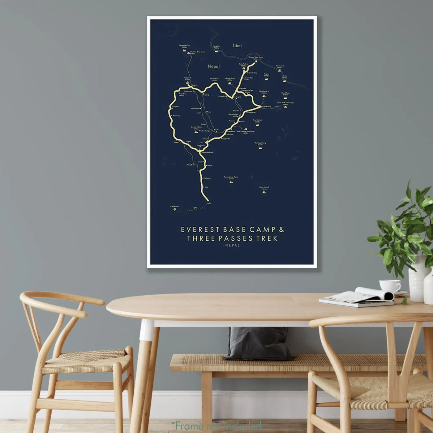 Trail Poster of Everest Base Camp & Three Passes Trek - Blue Mockup