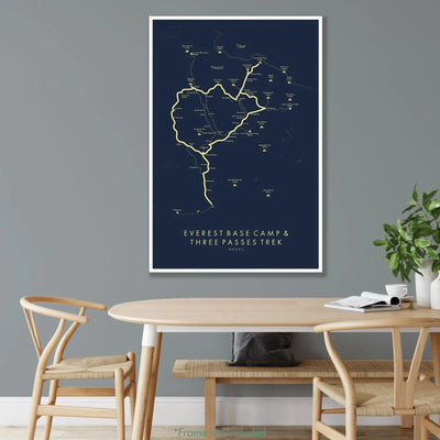 Trail Poster of Everest Base Camp & Three Passes Trek - Blue Mockup