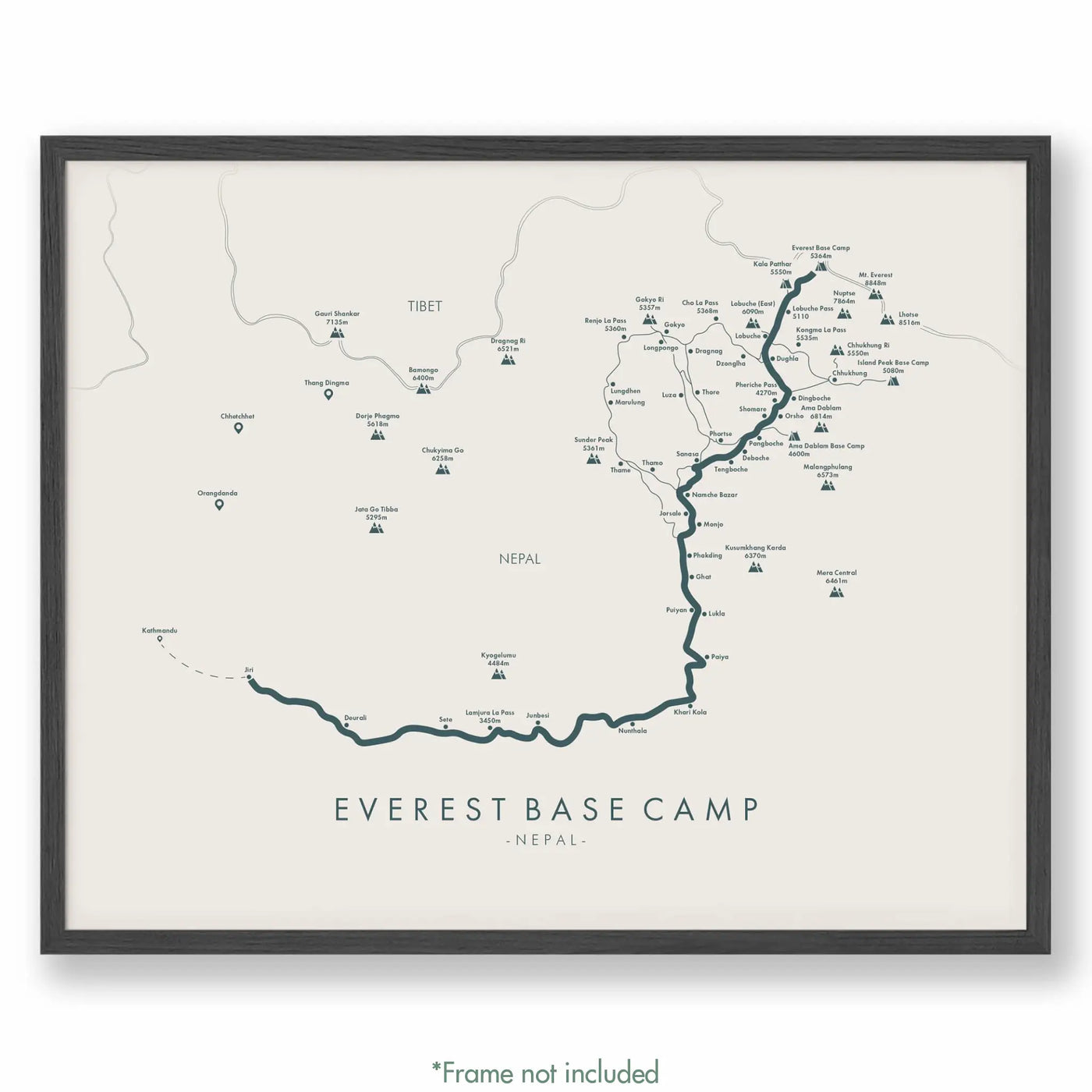 Trail Poster of Everest Base Camp Trek Jiri - Beige