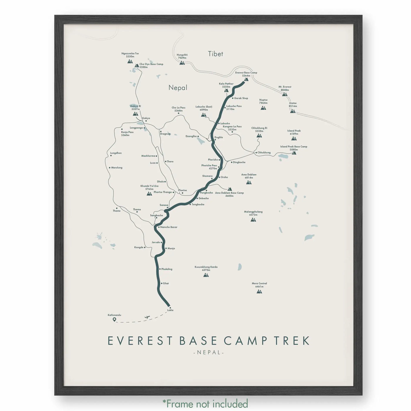 Trail Poster of Everest Base Camp Trek - Beige