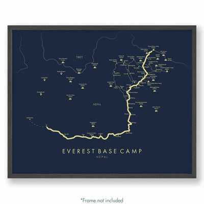 Trail Poster of Everest Base Camp Trek Jiri - Blue