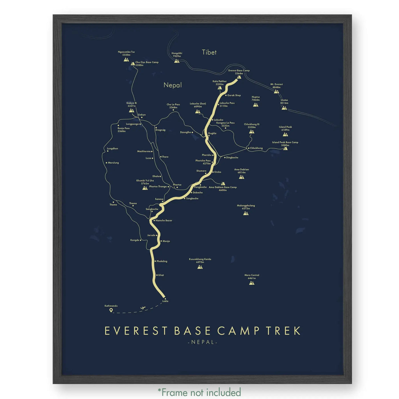 Trail Poster of Everest Base Camp Trek - Blue