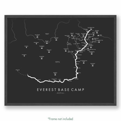 Trail Poster of Everest Base Camp Trek Jiri - Grey