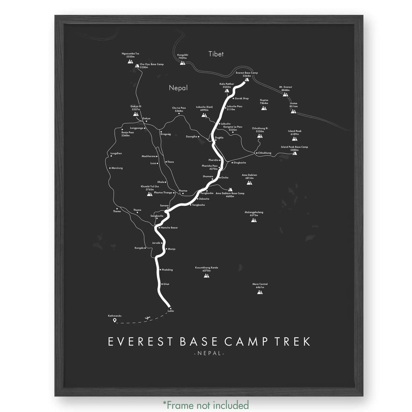 Trail Poster of Everest Base Camp Trek - Grey