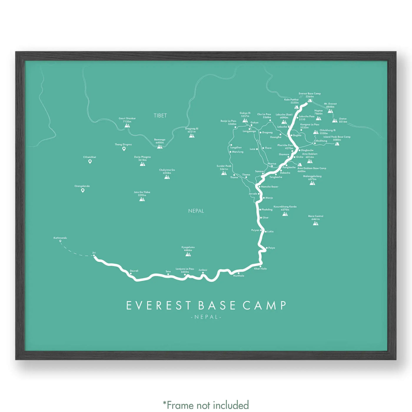 Trail Poster of Everest Base Camp Trek Jiri - Teal