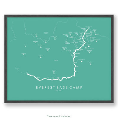 Trail Poster of Everest Base Camp Trek Jiri - Teal