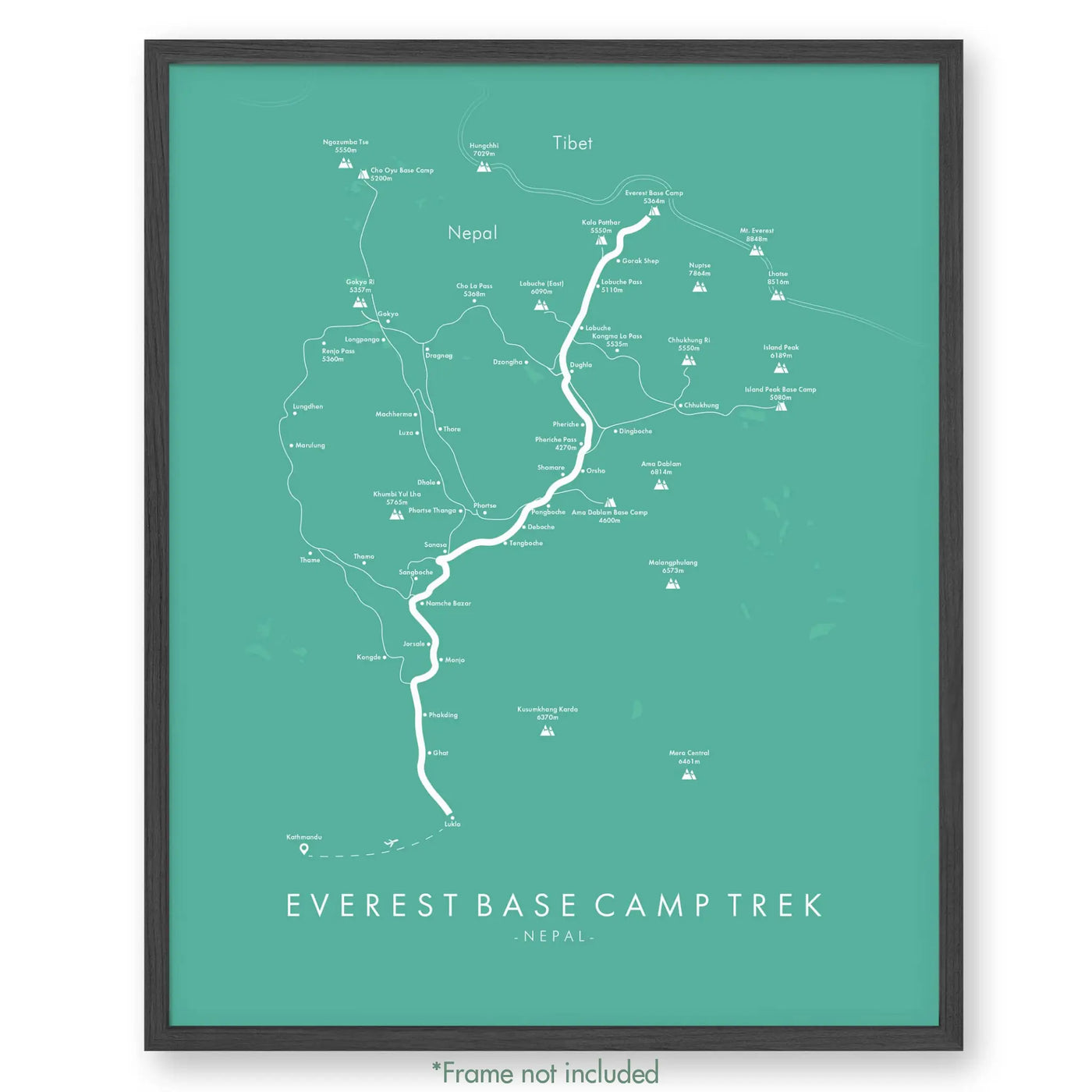 Trail Poster of Everest Base Camp Trek - Teal