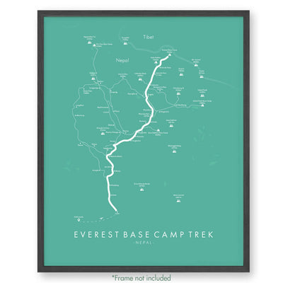 Trail Poster of Everest Base Camp Trek - Teal