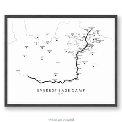 Trail Poster of Everest Base Camp Trek Jiri - White
