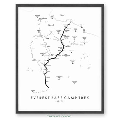 Trail Poster of Everest Base Camp Trek - White