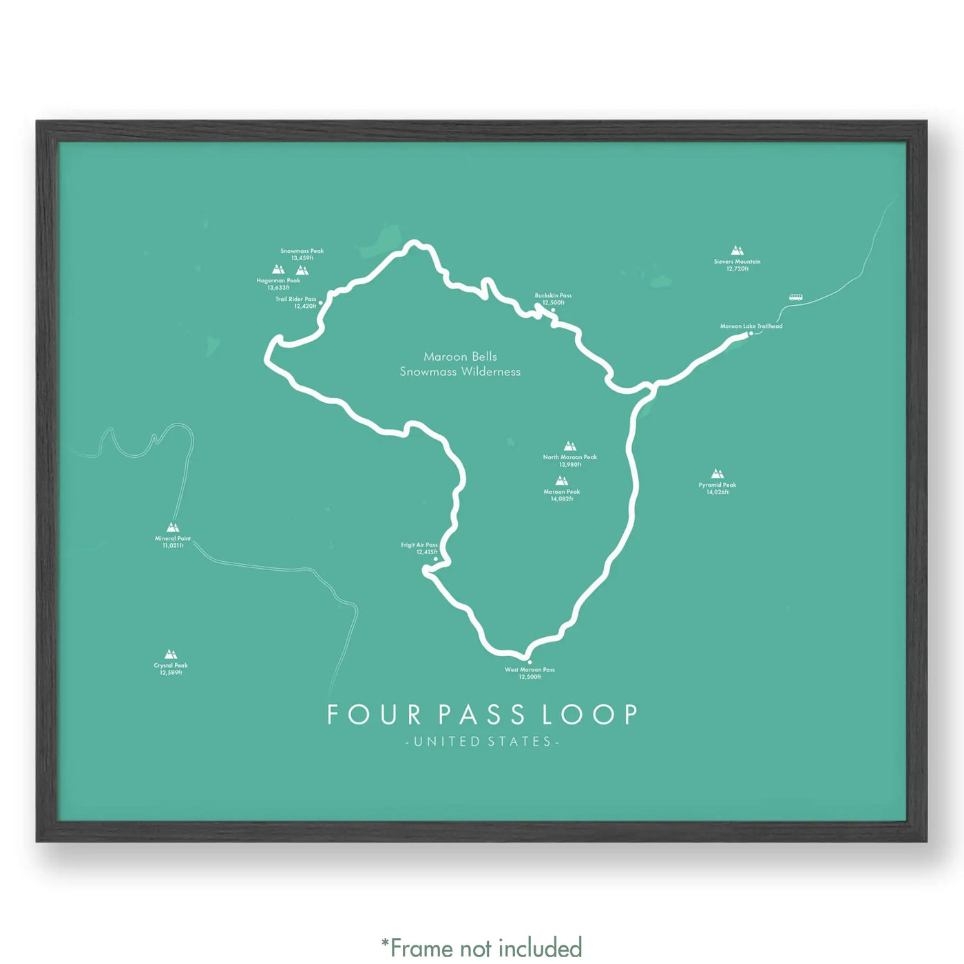 Four Pass Loop Map | Four Pass Loop Poster | Tell Your Trail