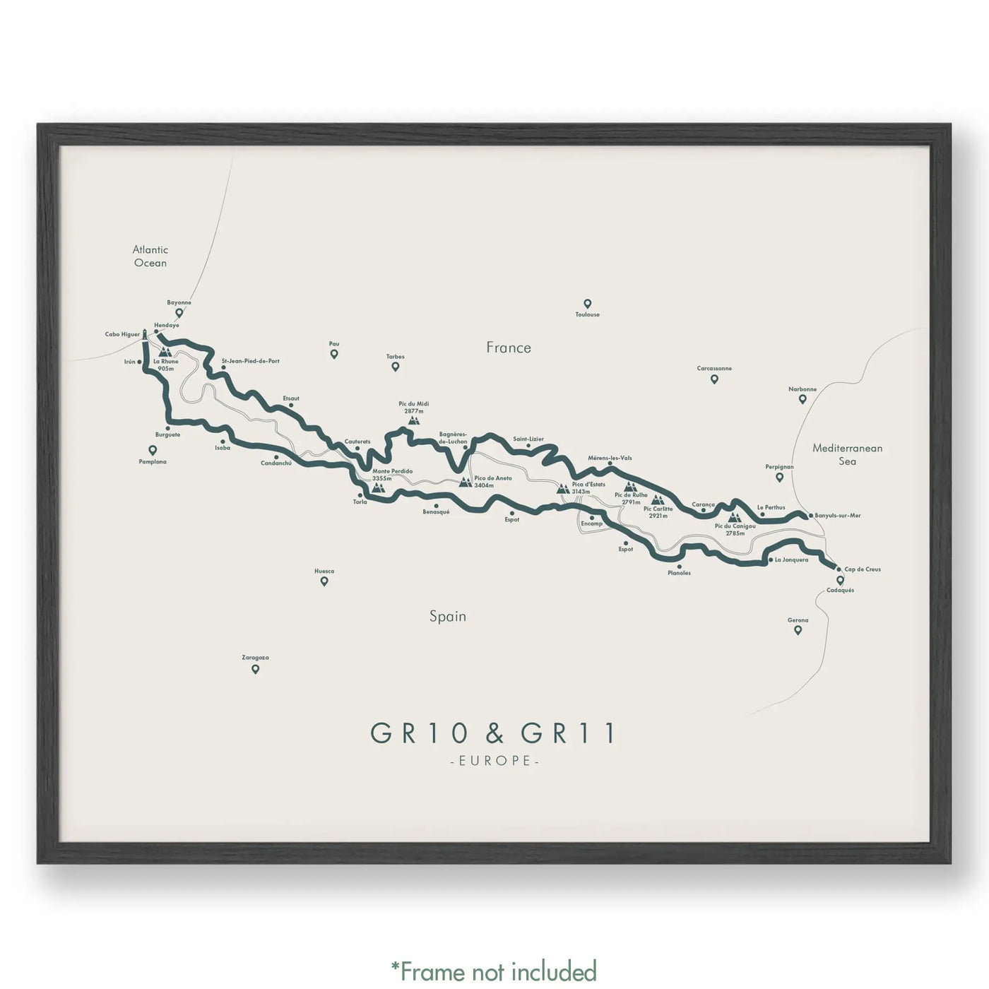 Trail Poster of GR10 & GR11 - Beige