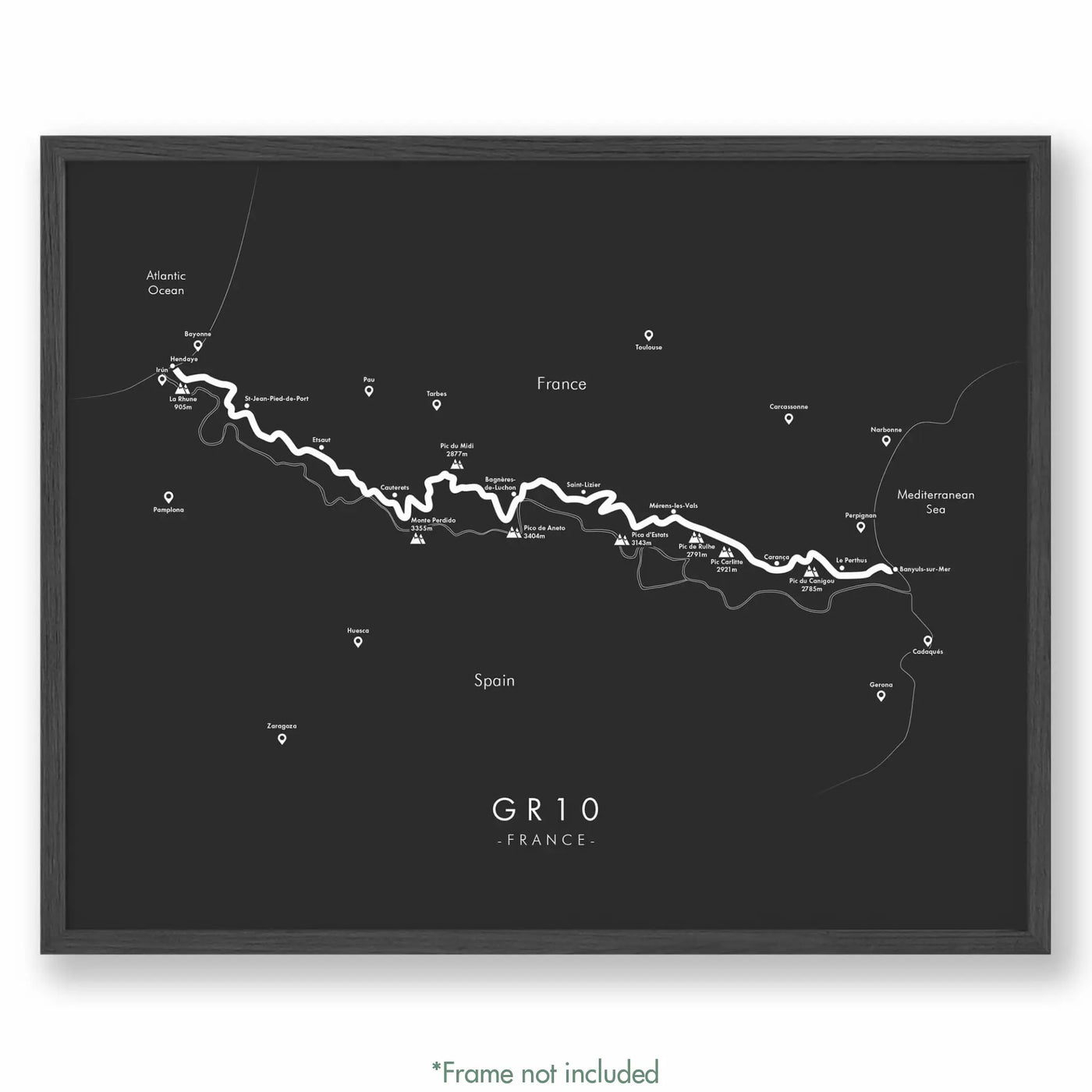 Trail Poster of GR10 - Grey