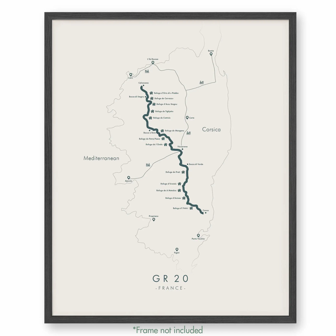 Trail Poster of GR20 - Beige