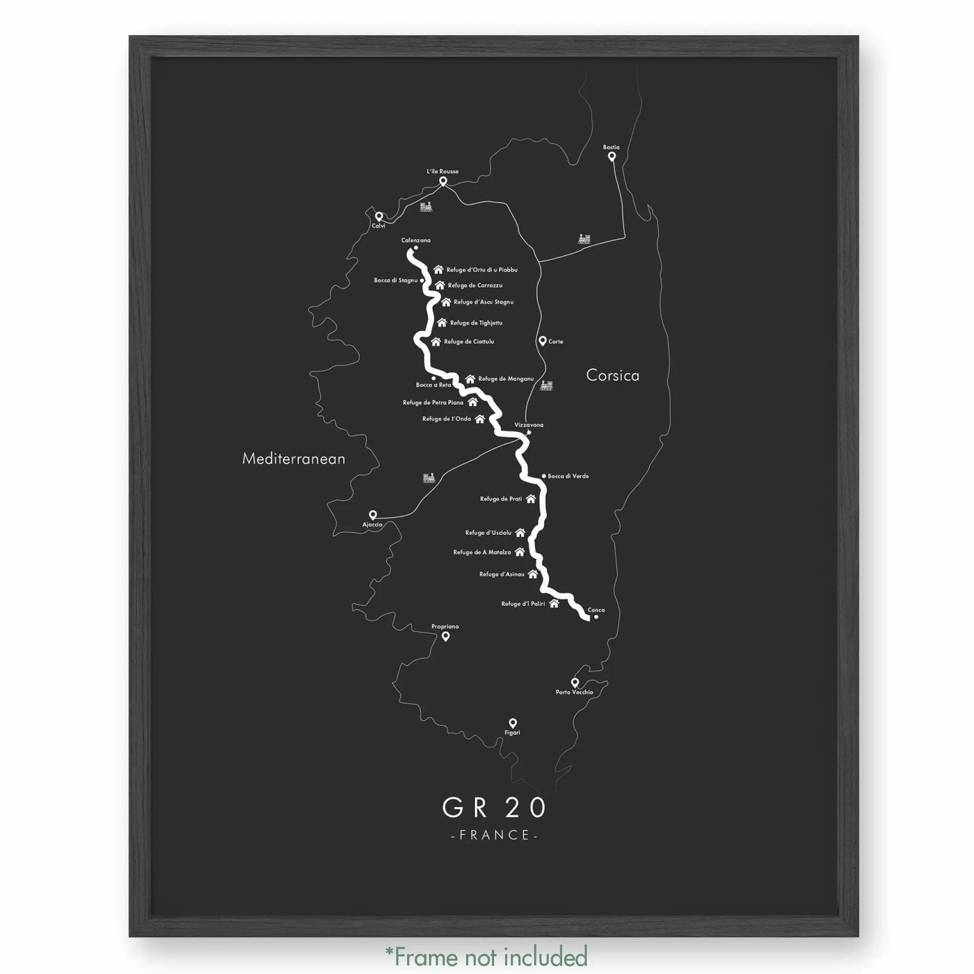 Trail Poster of GR20 - Grey