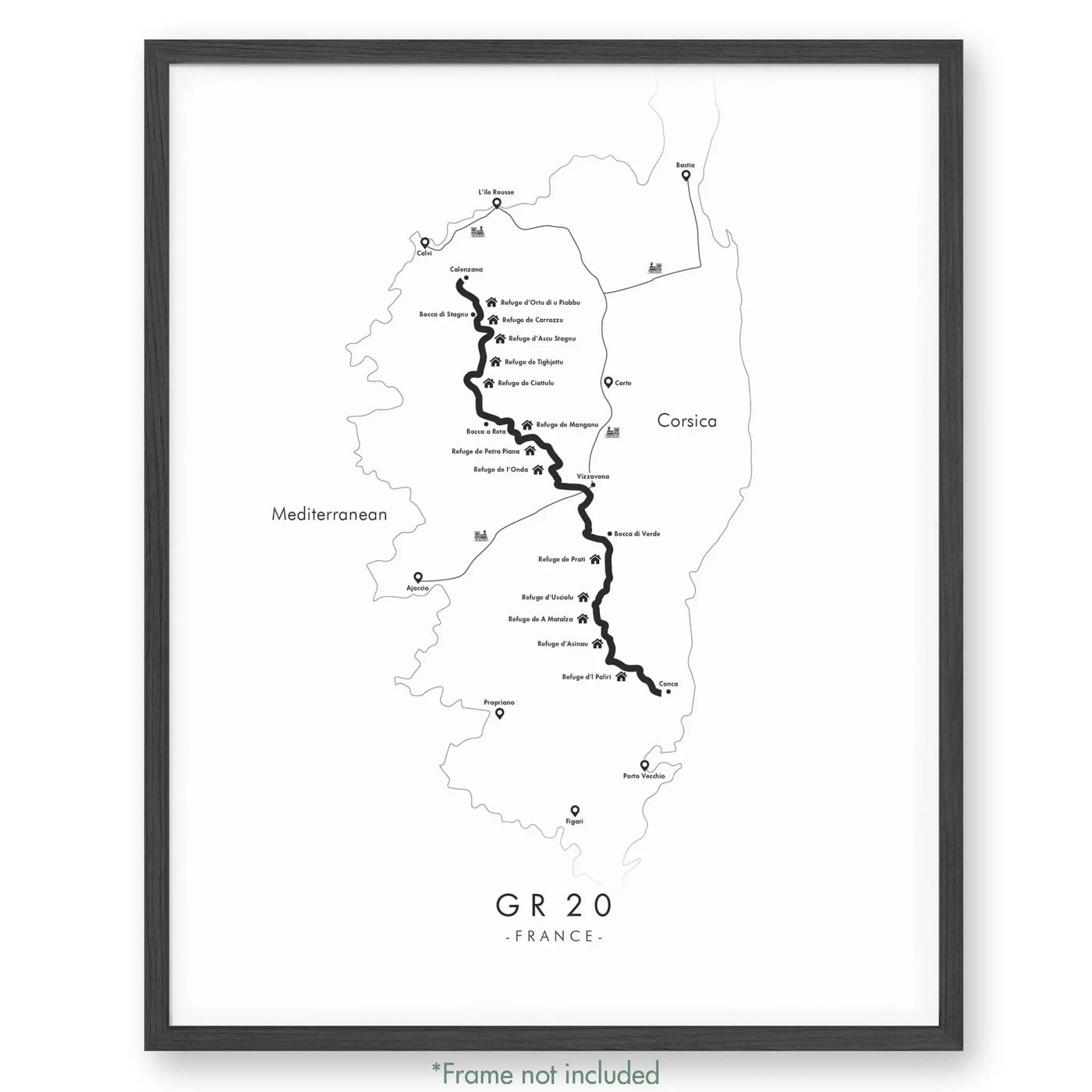 Trail Poster of GR20 - White