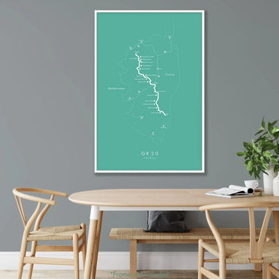 Trail Poster of GR20 - Teal Mockup