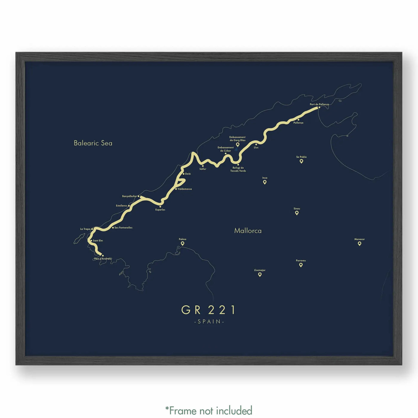 Trail Poster of GR221 - Blue