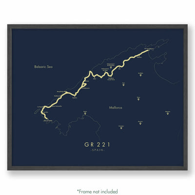 Trail Poster of GR221 - Blue