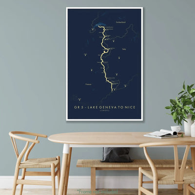 Trail Poster of GR5 - Lake Geneva to Nice - Blue Mockup