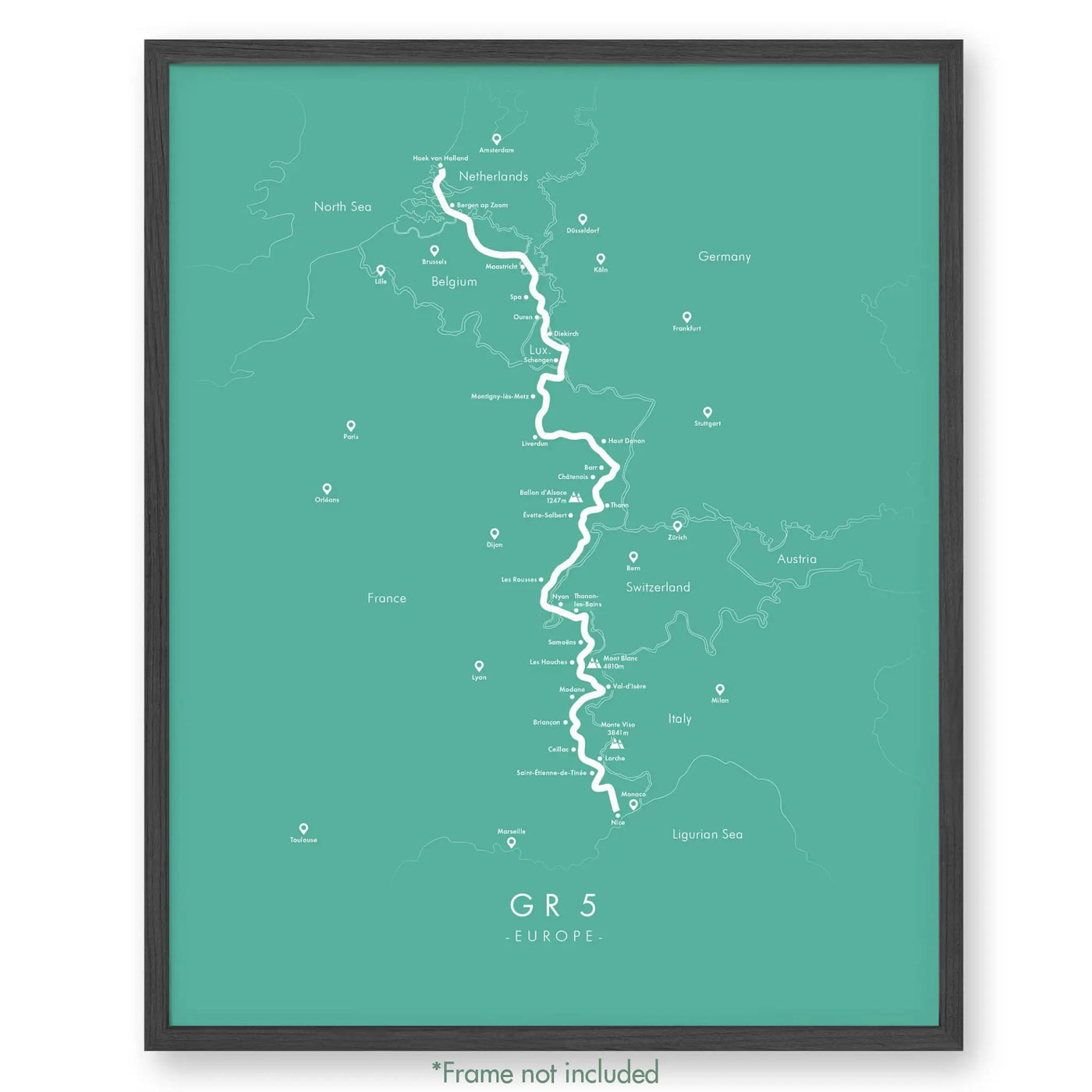 Trail Poster of GR5 - Teal