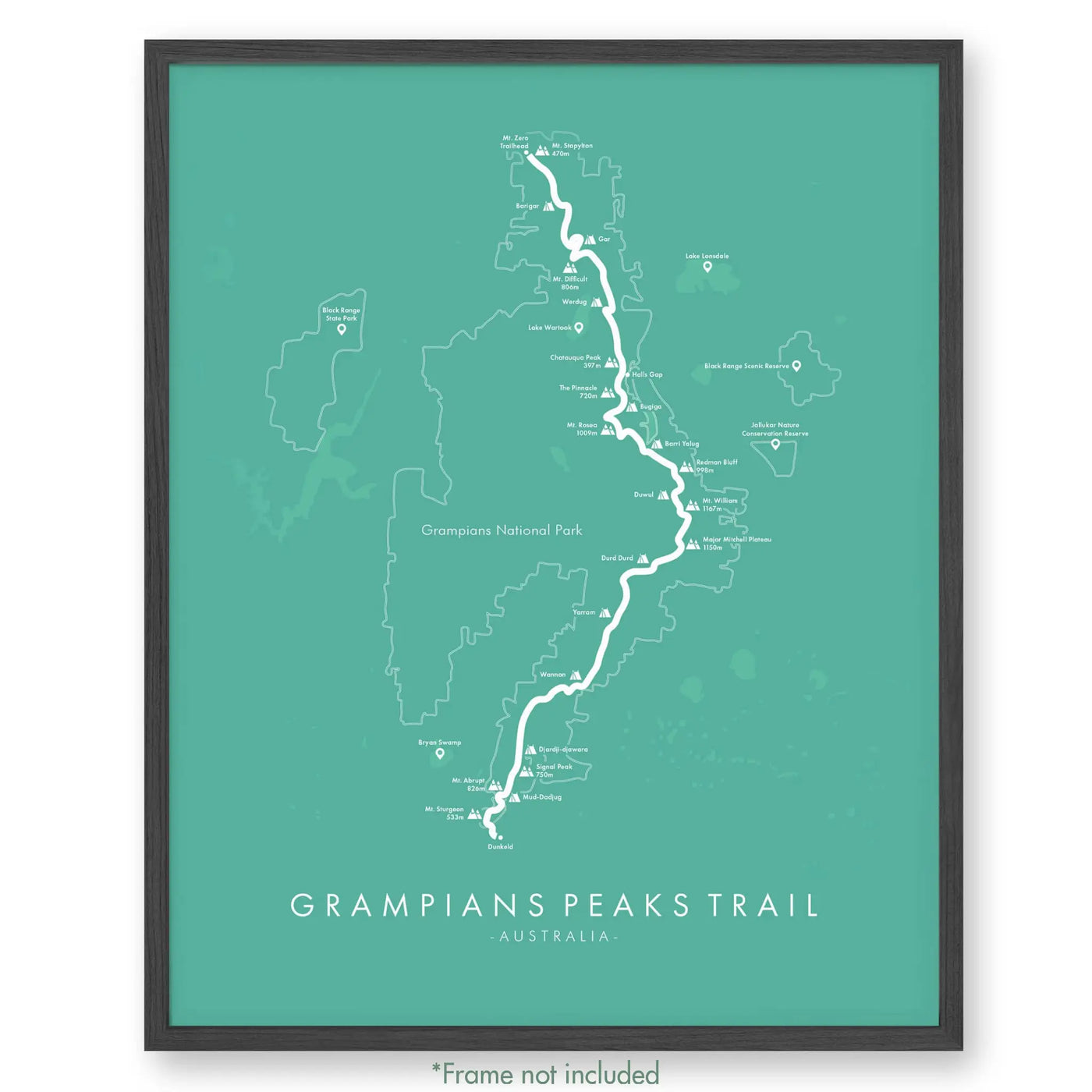 Trail Poster of Grampians Peaks Trail - Teal