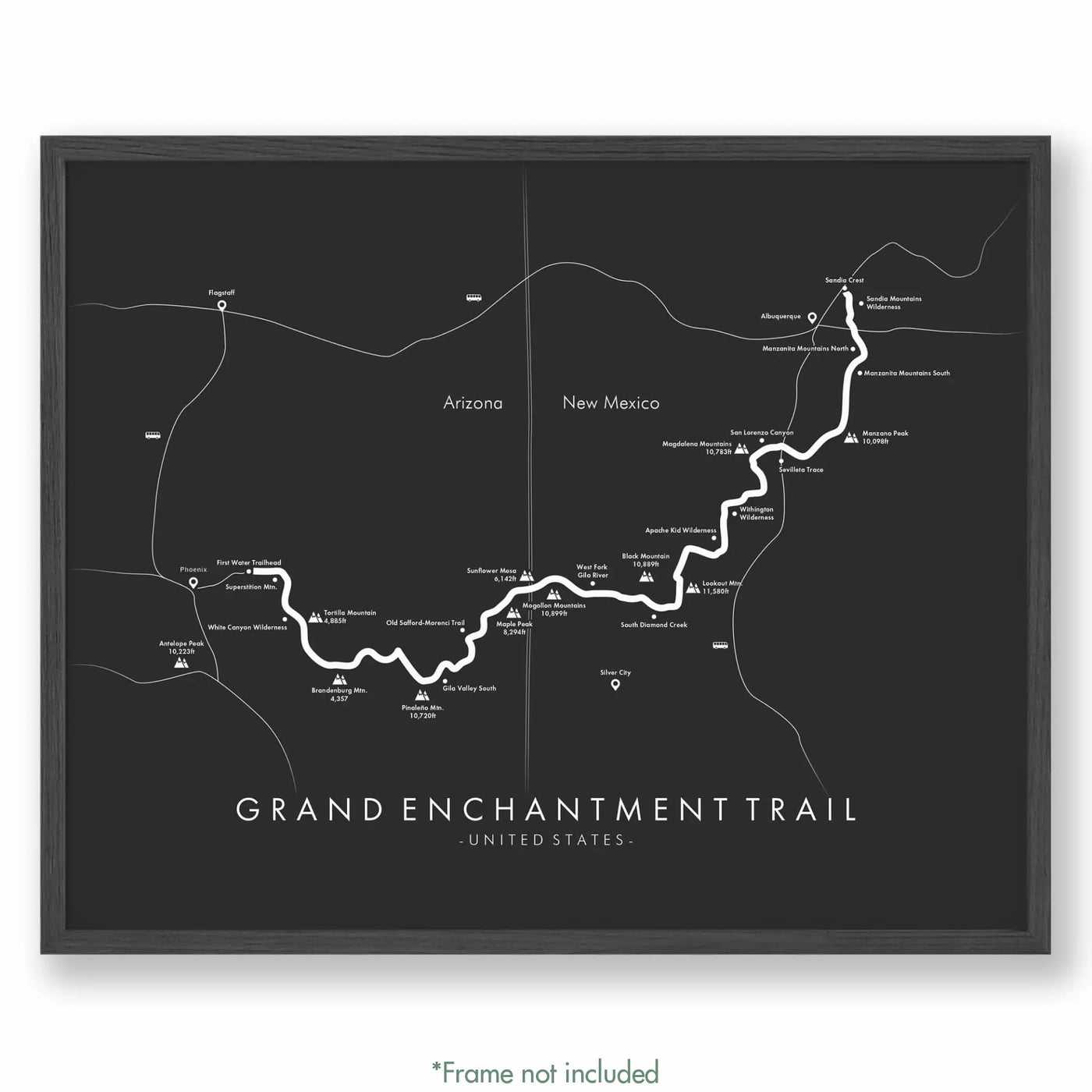 Trail Poster of Grand Enchantment Trail - Grey