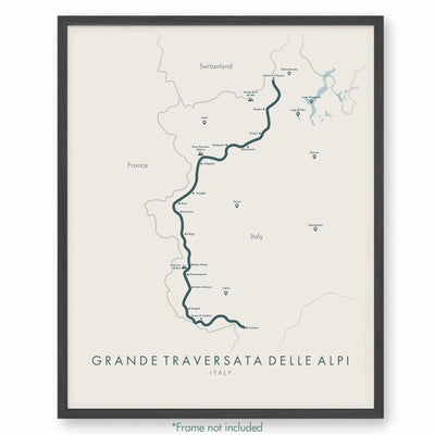 Trail Poster of Grande Traversata Delle Alpi - Beige