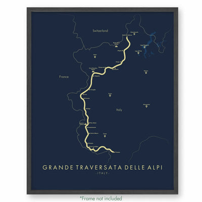 Trail Poster of Grande Traversata Delle Alpi - Blue