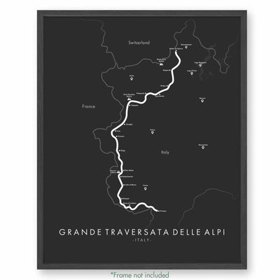 Trail Poster of Grande Traversata Delle Alpi - Grey