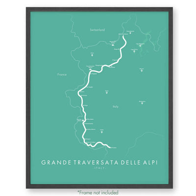 Trail Poster of Grande Traversata Delle Alpi - Teal