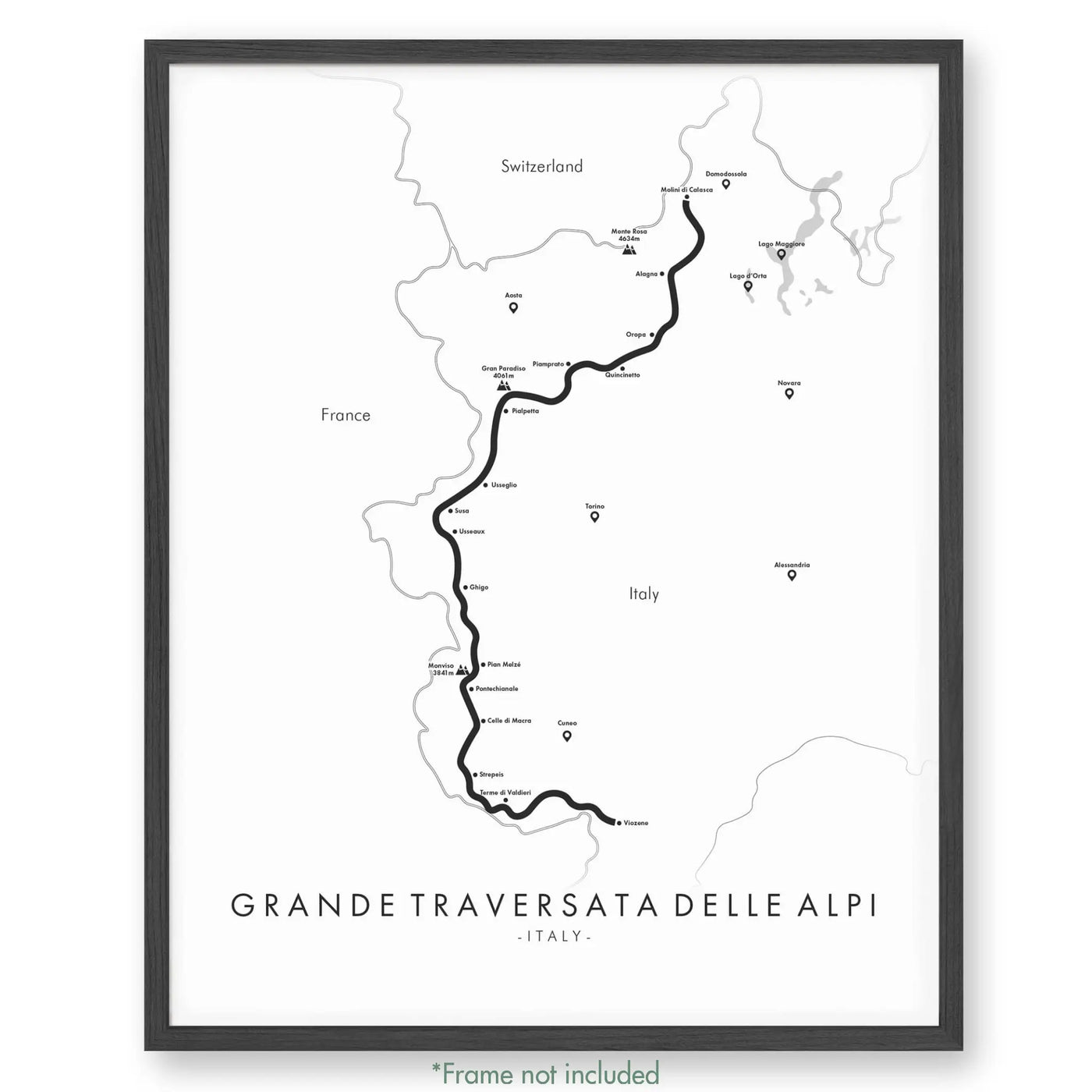 Trail Poster of Grande Traversata Delle Alpi - White