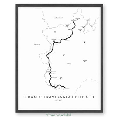 Trail Poster of Grande Traversata Delle Alpi - White