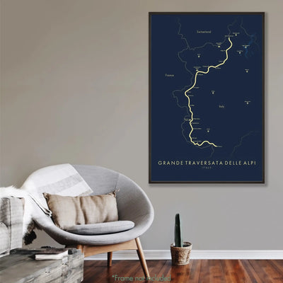 Trail Poster of Grande Traversata Delle Alpi - Blue Mockup
