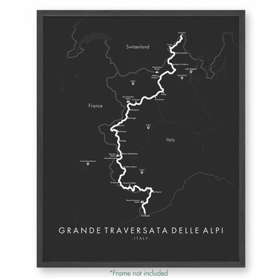 Trail Poster of Grande Traversata Delle Alpi - Extended - Grey